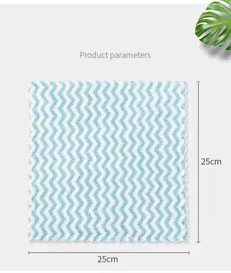 Double Sided Cationic Color Water Absorbent Wavy Stripe Oil Free Dishwashing Cloth Water Absorbent Dishwashing Cloth - MarvelouStoree