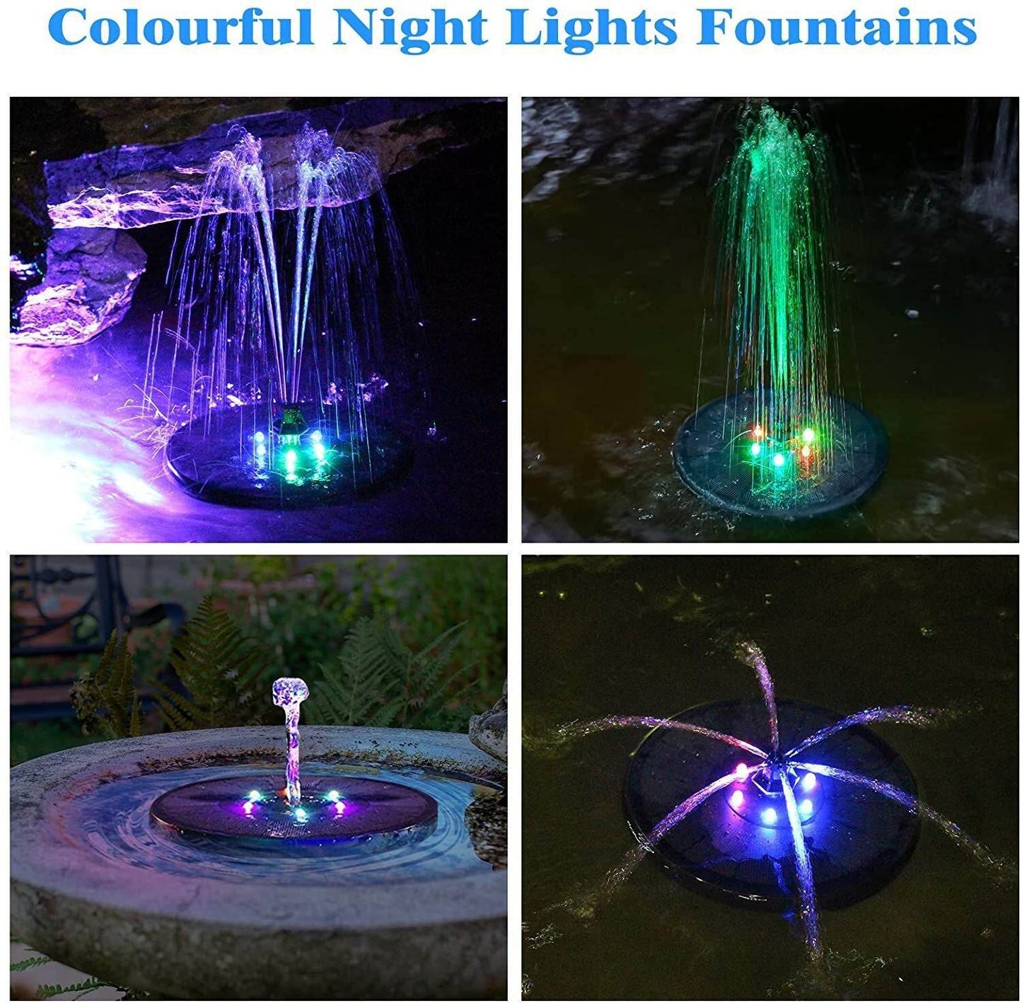 New Fountain With Colorful Lights LED With Lights Color Solar Fountain Colorful Change Automatic Power Storage Fountain - MarvelouStoree