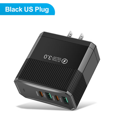 Marveloustoree 4-in-1 2USB+2PD mobile charger, tablet plug, super fast charging multi port plug