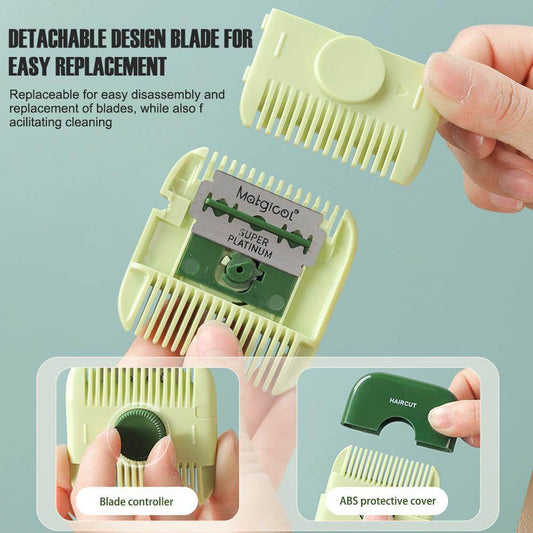 2 In 1 Hair Trimmer Bangs Trimmer Mini Manual Hair Trimmer Comb Hair Razor Comb Cutter Portable Hair Cutting Comb Haircut Tool - MarvelouStoree