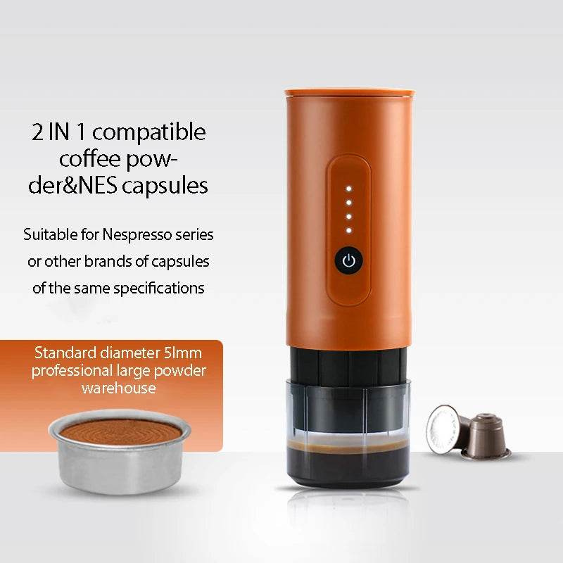 portable outdoor Italian coffee machine handheld electric coffee powder capsule dual-use travel car charging - MarvelouStoree