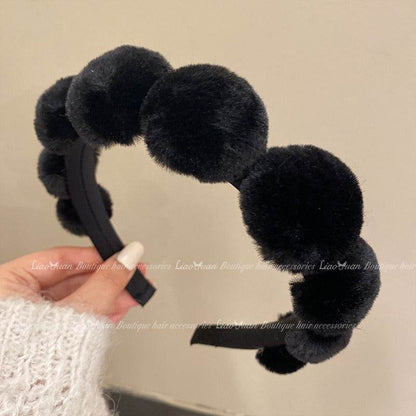 Retro plush hair hoop women's headband compression headband accessories - MarvelouStoree