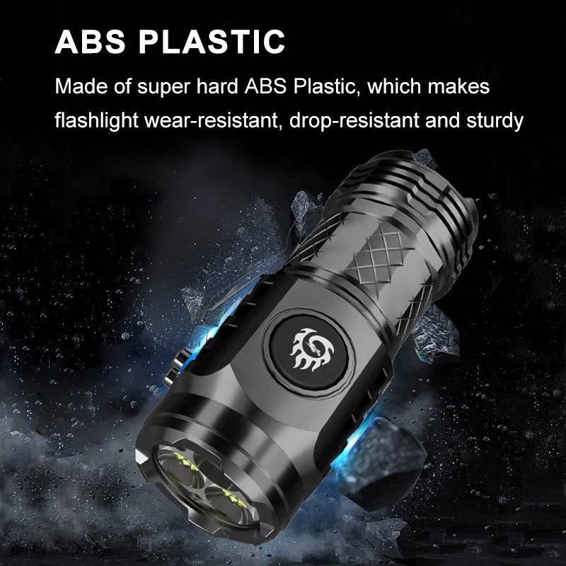 Factory Price Plastic Flashlight Rechargeable 3 LED 3000 Lumens 5 Modes Outdoor EDC Flashlight Power Outage Emergency Lighting - MarvelouStoree