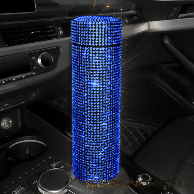 Bling Rhinestone Thermos Bottle Insulated Double Wall Stainless Steel Water Bottle Coffee Travel Car Coffee Mug Cup Vacuum Flask