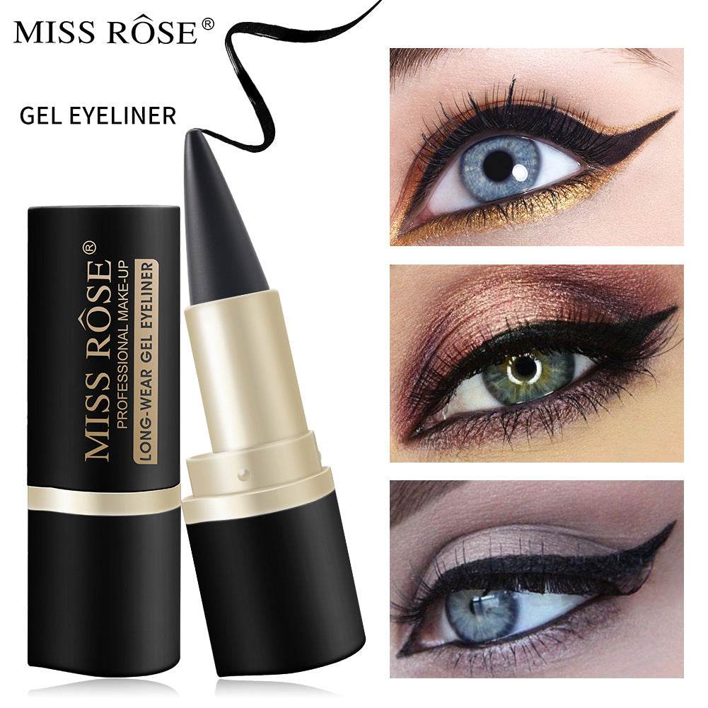 Waterproof Eyeliner Quick Drying Matt Eyeliner Single Head Black Solid Rich Eyeliner Ointment - MarvelouStoree