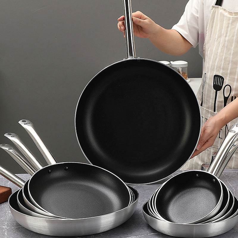 Flat Non-Stick Aluminum Alloy Frying Pan Household Omelette Pancake Steak Frying Pan - MarvelouStoree