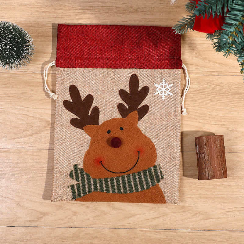 Christmas Snowman Drawstring Bag, Deer Candy Packaging Bag, Christmas Pendant Size, Gift Bag