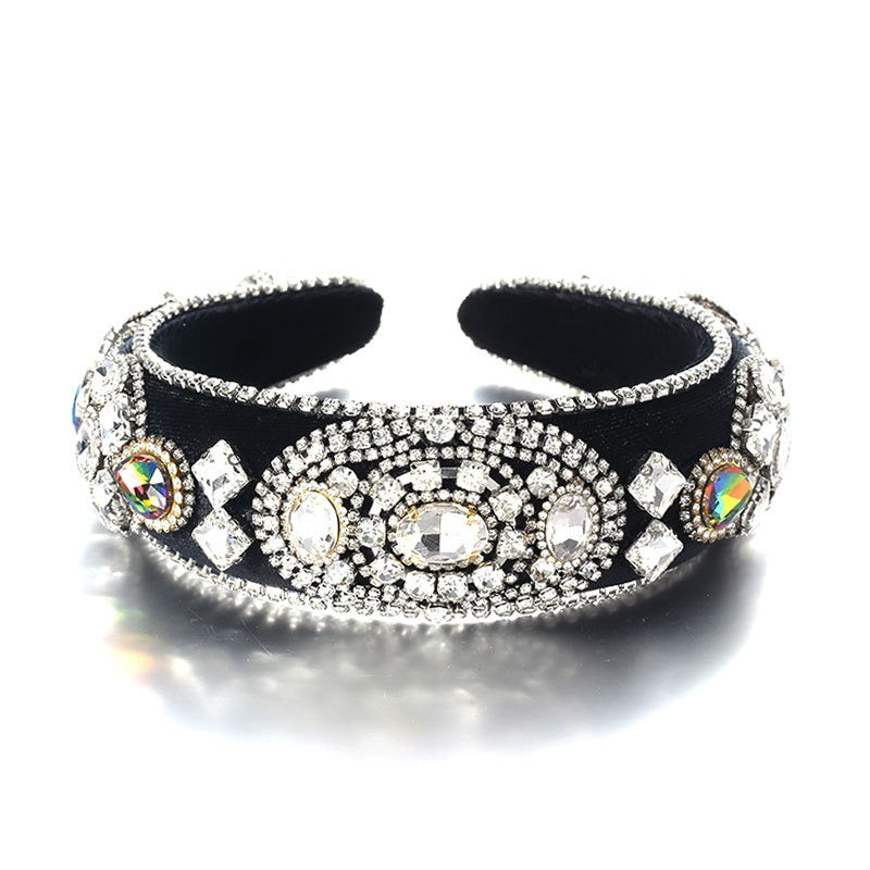 Baroque retro inlaid colored rhinestone sponge new fashionable hair band