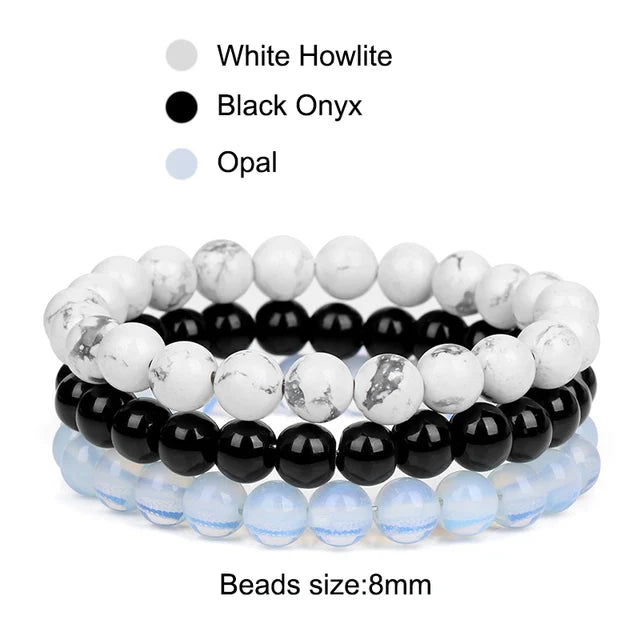 3Pcs/Set Natural Stone Bracelet Rose Quartzs Obsidian Amethysts Tiger Eye Beads Elastic Bracelet For Women Men Health Protection