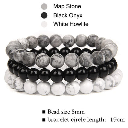 3Pcs/Set Natural Stone Bracelet Rose Quartzs Obsidian Amethysts Tiger Eye Beads Elastic Bracelet For Women Men Health Protection