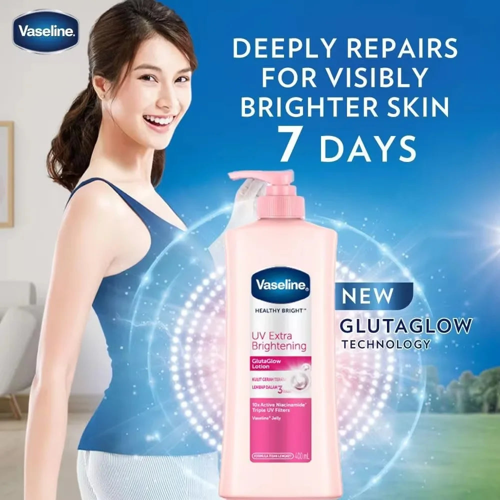 400ml Vaseline Healthy Bright UV Extra Brightening Gluta Glow Body Lotion