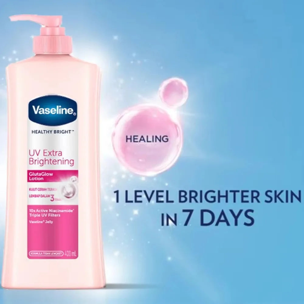 400ml Vaseline Healthy Bright UV Extra Brightening Gluta Glow Body Lotion