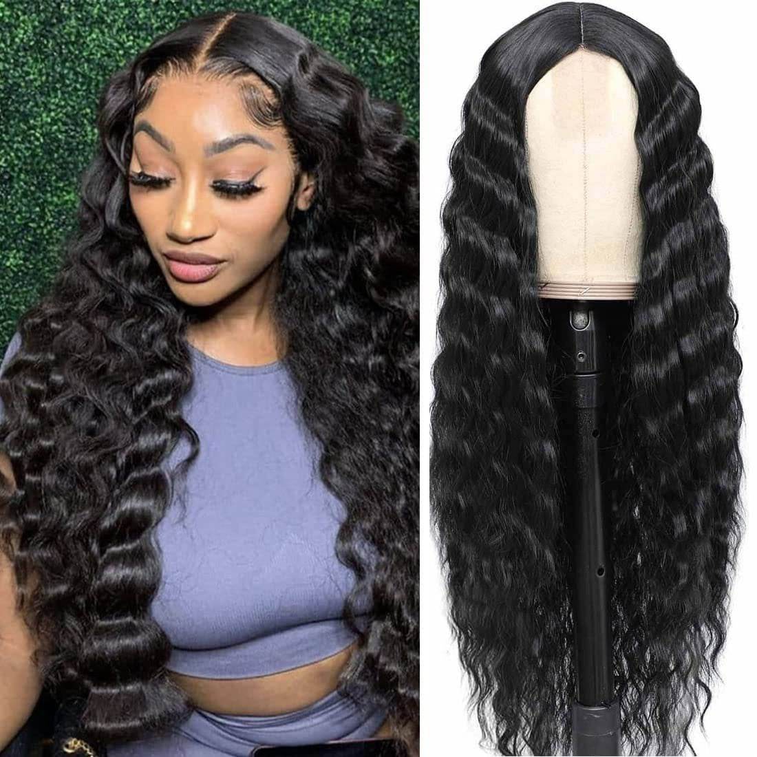 European and American Women's Wig Small Lace Center Deep Wave Long Curly Wig Headband Lace Wigs - MarvelouStoree