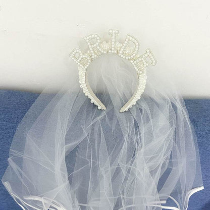 Bride to be Pearl crown tiara veil Bach Bachelorette hen Party Bridal Shower wedding engagement rehearsal dinner Decoration Gift - MarvelouStoree