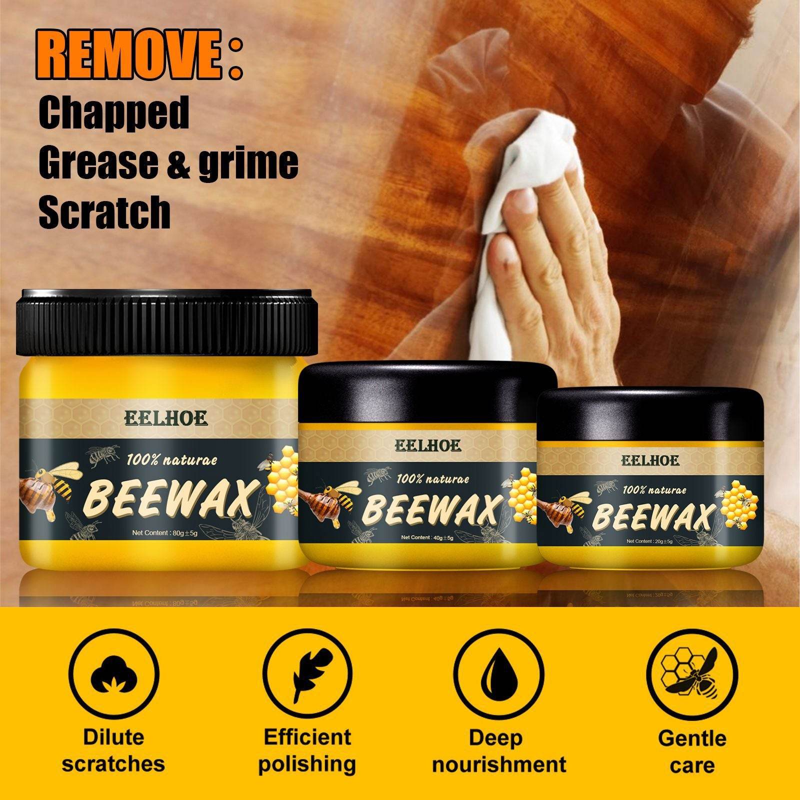 EELHOE Natural Beeswax Furniture Care Polishing Beeswax Waterproof Brightening Wear-resistant Wood Floor Care Beeswax - MarvelouStoree