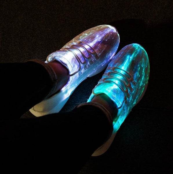 Fiber Optic LED Shoes USB Recharge Glowing Sneakers Man Llight Up Shoes - MarvelouStoree