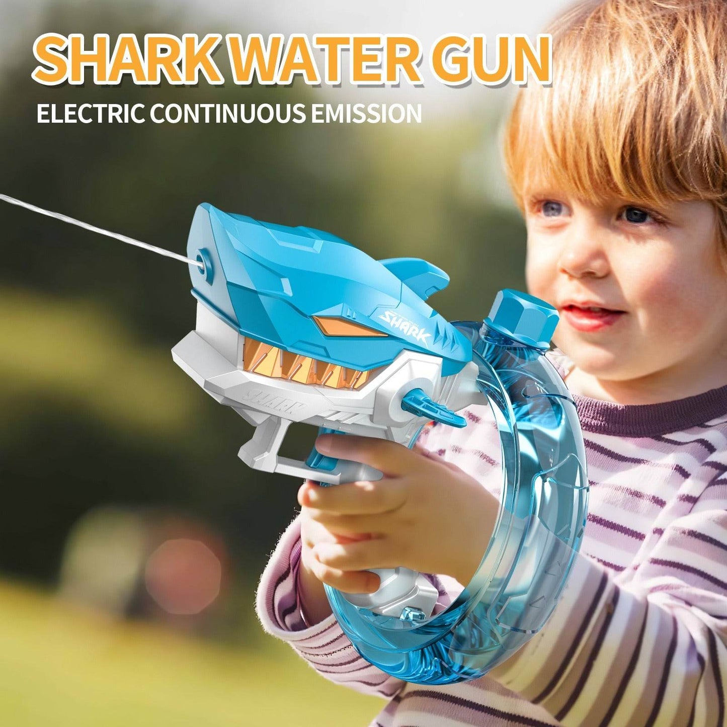 New Shark Electric Water Gun Toys Fully Automatic Continuous Fire Water Gun Large Capacity Beach Summer Children's Water Playing - MarvelouStoree