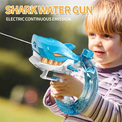 New Shark Electric Water Gun Toys Fully Automatic Continuous Fire Water Gun Large Capacity Beach Summer Children's Water Playing - MarvelouStoree