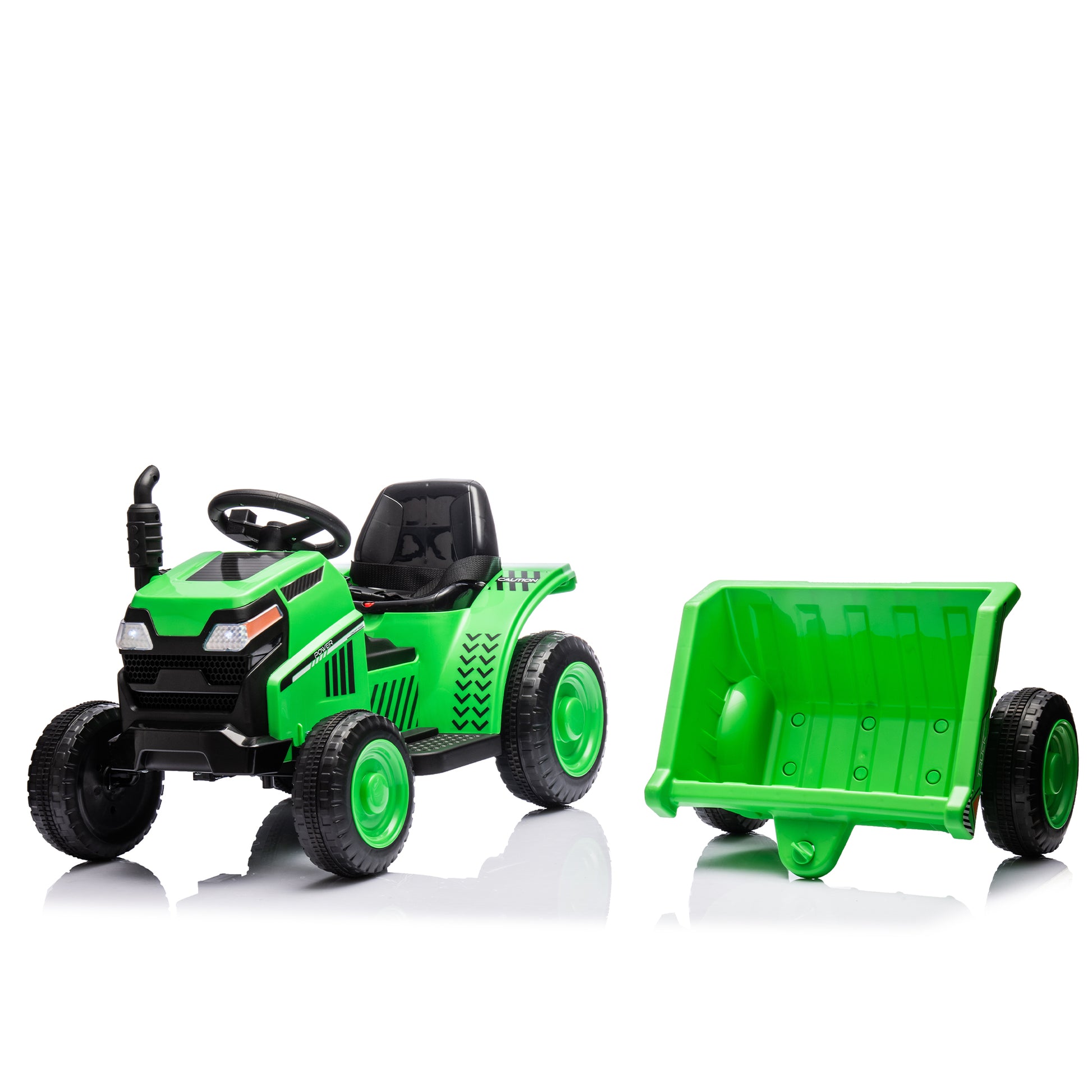 12V children ride the electric tractor "Black Knight" with a detachable storage tugboat and power display screen.