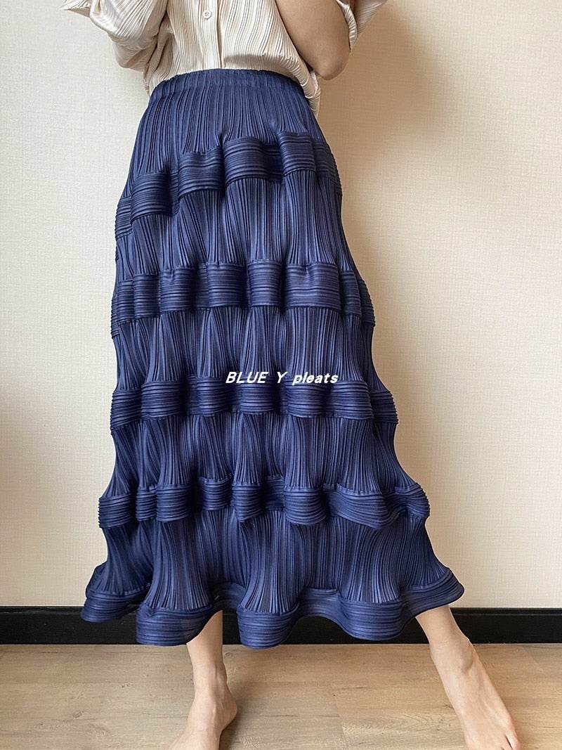 Pear-Shaped Body Skirt Summer Temperament All-Match New Pleated High Waist Mid-Length Pleated Skirt - MarvelouStoree