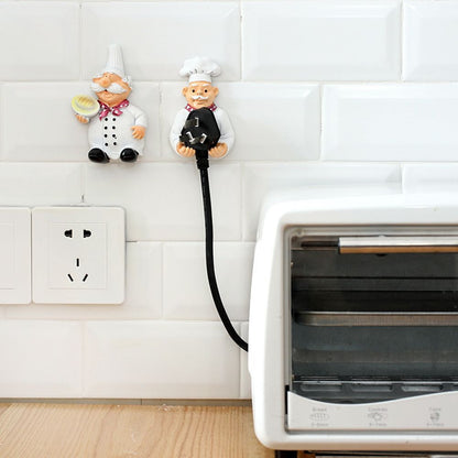 Kitchen Plug Bracket Cartoon Cook Power Socket Cord Organizer Holder Sundry Storage Rack Shelves Kitchen Storage Sticky Hook