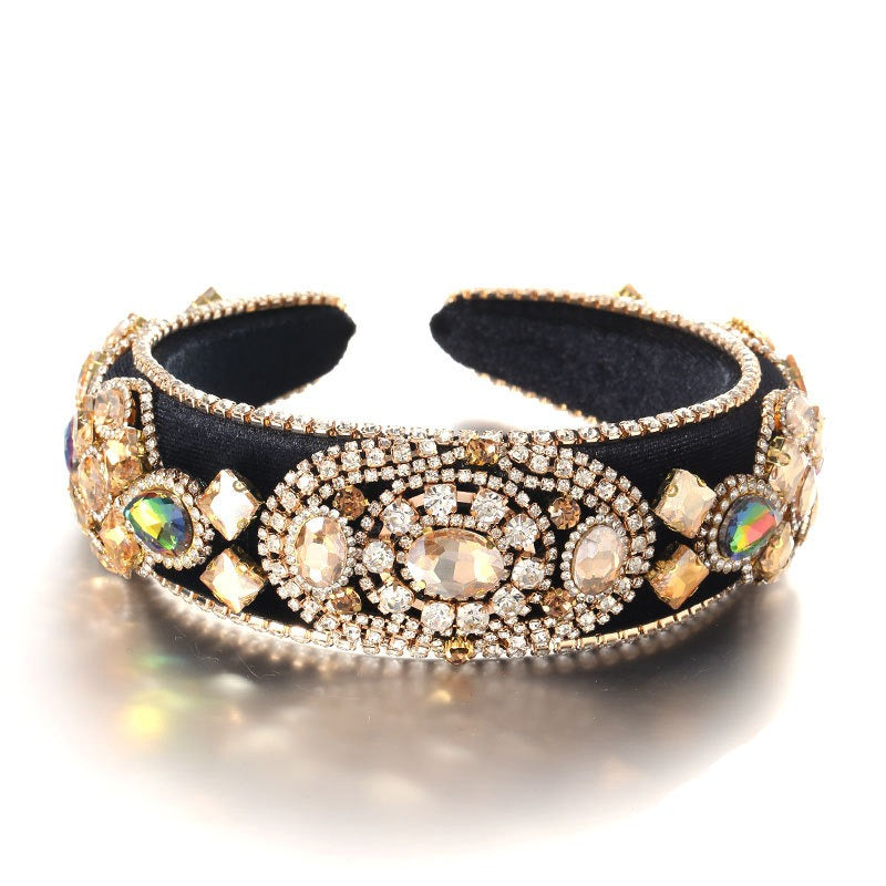 Baroque retro inlaid colored rhinestone sponge hair accessories