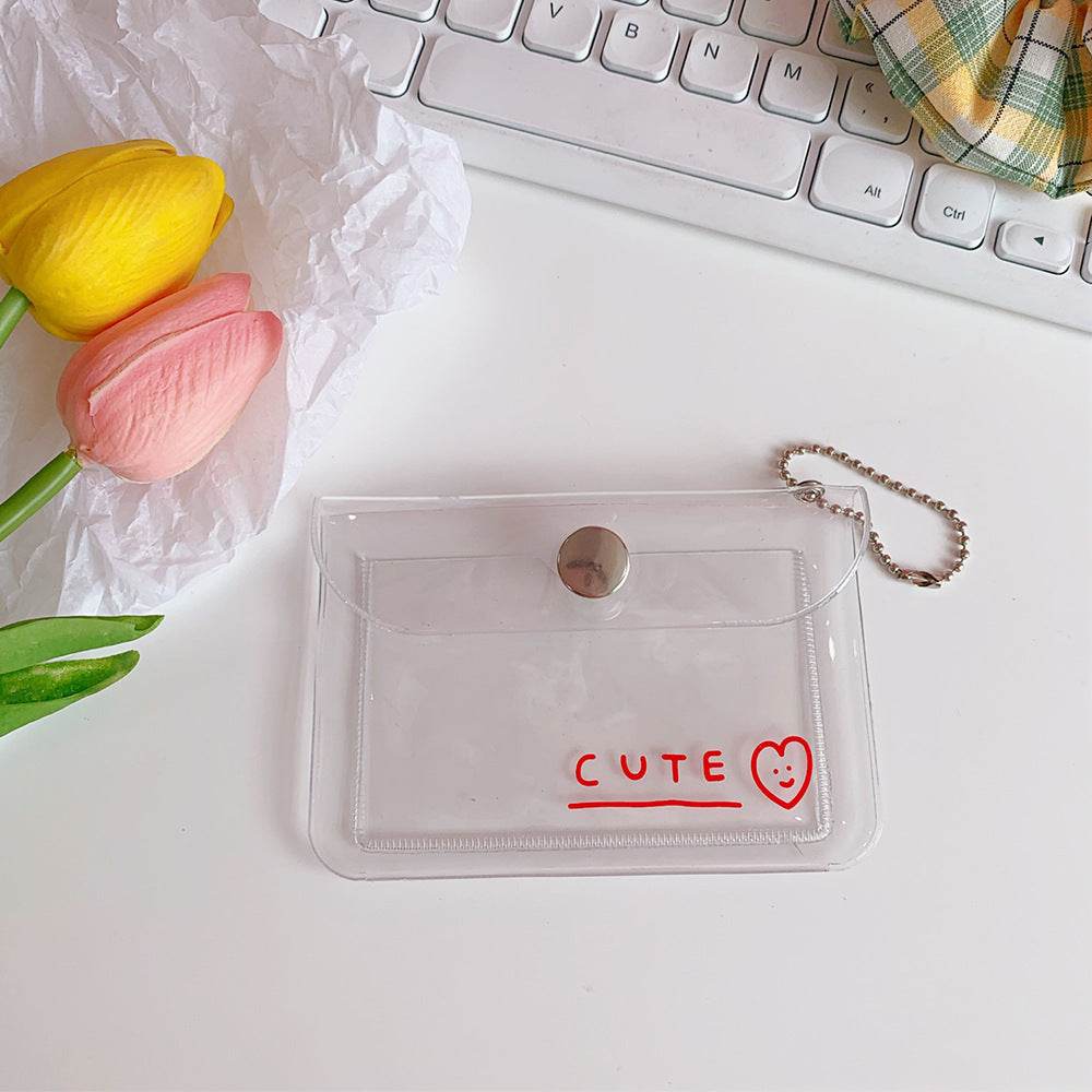 Japan And South Korea Simple Net Red Transparent Card Package Student Portable Bus ID Bank Card Protective Sleeve Flash Powder Coin Purse