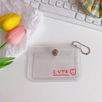 Japan And South Korea Simple Net Red Transparent Card Package Student Portable Bus ID Bank Card Protective Sleeve Flash Powder Coin Purse