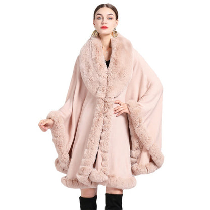 Fur Collar Shawl Cape Knitted Cardigan Baggy Coat