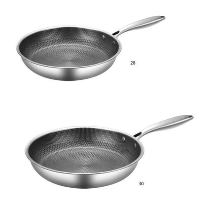 Stainless Steel Full Screen Honeycomb Frying Pan Household Fried Egg Steak Pancake Easy To Clean Non-Stick Pan - MarvelouStoree