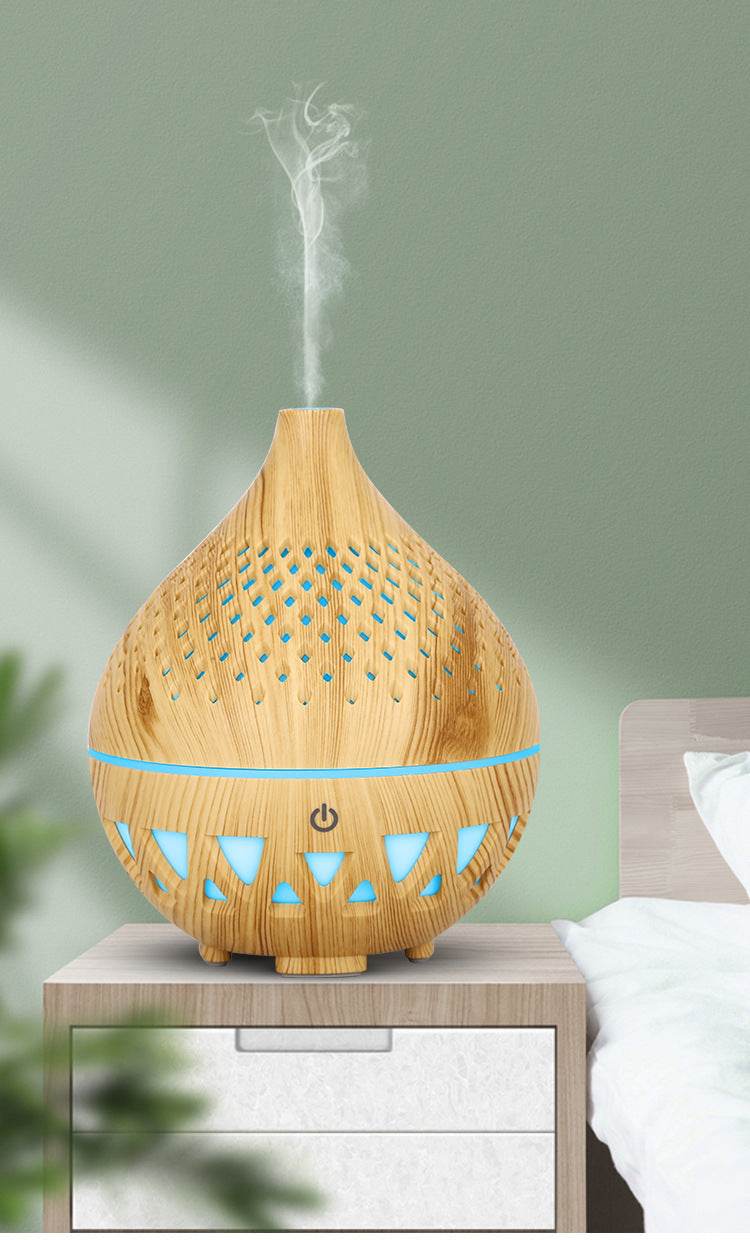 New Creative Wood Grain 137 Mini Humidification Aromatherapy Machine Hollow 7 Color Lights Home Car Humidification Automatic Fragrance - MarvelouStoree