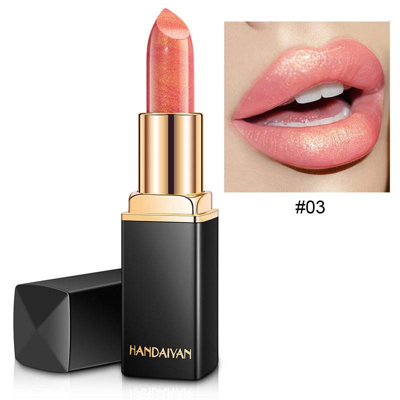 HANDAIYAN Shiny Metallic Lipstick Pearlescent Color Change Warm Lipstick Gold lipstick - MarvelouStoree