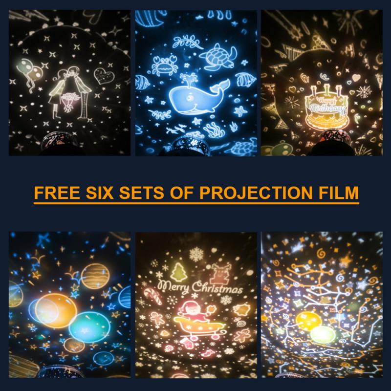 Night Light Projector With USB Cable Powered Starry Romance Rotating Projection Lamp For Kids Adults Bedroom Dec Christmas Gift