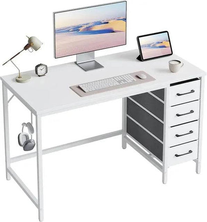 47 Inch Computer Desk with 4 Drawers, Home Office Small Desk with Storage, Modern Study Writing Desk, Rustic Brown - MarvelouStoree