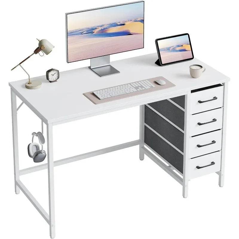 47 Inch Computer Desk with 4 Drawers, Home Office Small Desk with Storage, Modern Study Writing Desk, Rustic Brown - MarvelouStoree