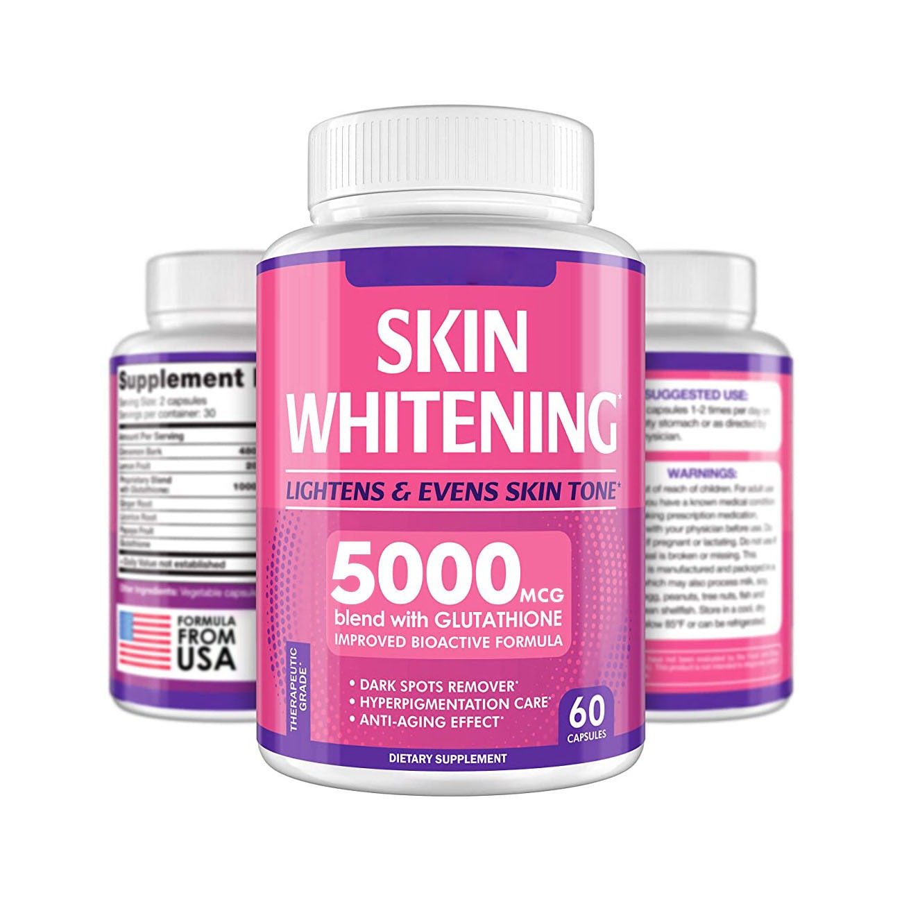 High Quality 5000mg Vitamin Supplements Skin Whitening Capsules Herbal Liposomes Glutathione Pills for Skin Whitening