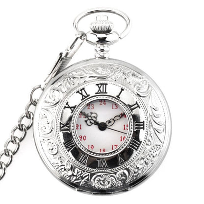 Necklace watch big roman hollow pocket watch