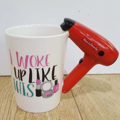 Creative Ceramic Hair Dryer Mug Ladies Tool Hair Dryer C Hair Salon Bathroom Decor Vanity Decor Coffee Cup Hairdresser Gift