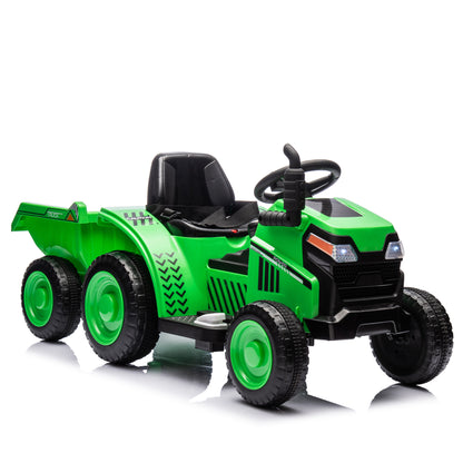 12V children ride the electric tractor "Black Knight" with a detachable storage tugboat and power display screen.