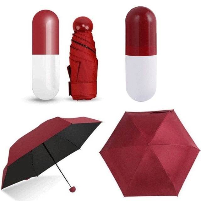 Mini Folding Capsule Small Umbrella With Pill Package Box Pocket Parasol Rain Anti-UV Portable Travel Umbrella Sunny Rainy Day - MarvelouStoree