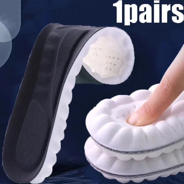 4D High-elasticity Shock Insoles Women Memory Foam Massage Sports Arch Support Shoe Pads Unisex Orthopedic Inserts Cushion