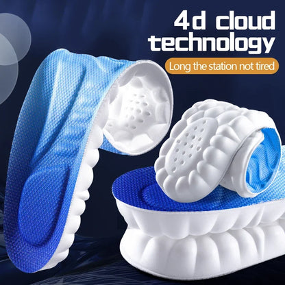 4D High-elasticity Shock Insoles Women Memory Foam Massage Sports Arch Support Shoe Pads Unisex Orthopedic Inserts Cushion