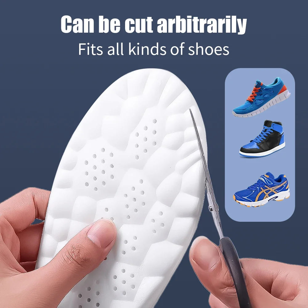 4D High-elasticity Shock Insoles Women Memory Foam Massage Sports Arch Support Shoe Pads Unisex Orthopedic Inserts Cushion