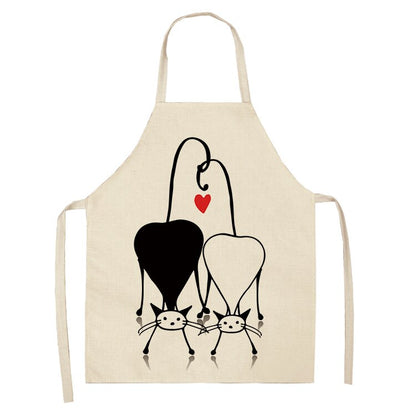 Cat Kitchen Aprons For Women Cotton Linen Bibs Household Cleaning Pinafore Home Cooking Apron kids kitchen barber