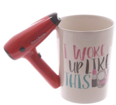 Creative Ceramic Hair Dryer Mug Ladies Tool Hair Dryer C Hair Salon Bathroom Decor Vanity Decor Coffee Cup Hairdresser Gift