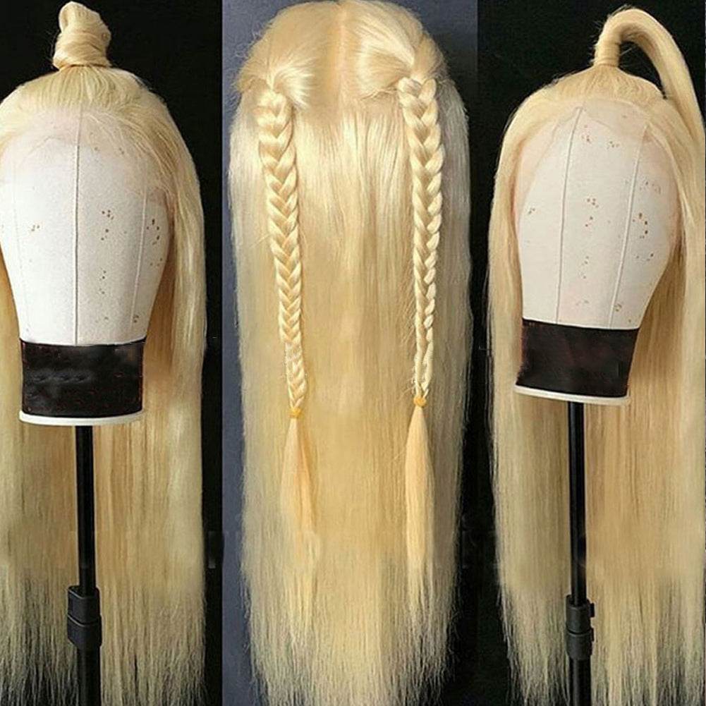 European and American Women's Wig Front Lace Wig Female 613 # Long Straight Hair Chemical Fiber Wig Head Cover Wigs - MarvelouStoree