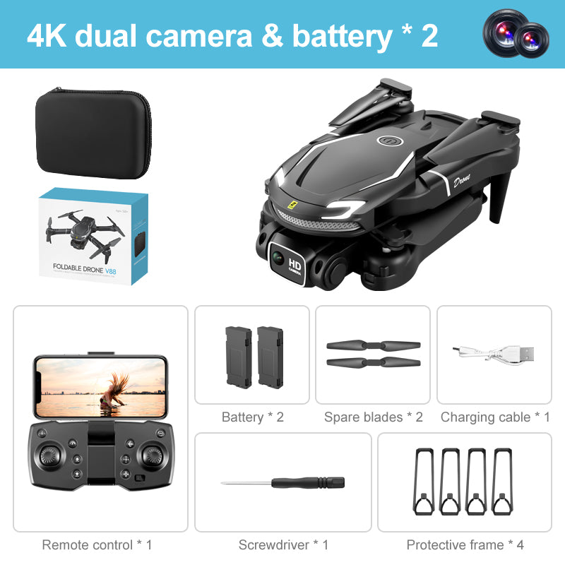 V88 UAV 4K Dual Camera HD Aerial Photography Folding Aircraft Fixed Altitude Remote Control