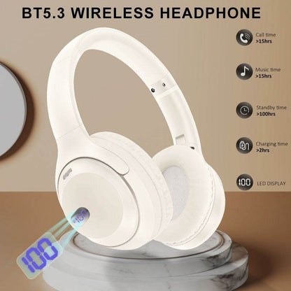 Wireless Bluetooth headset with battery display long battery life and foldable design - MarvelouStoree