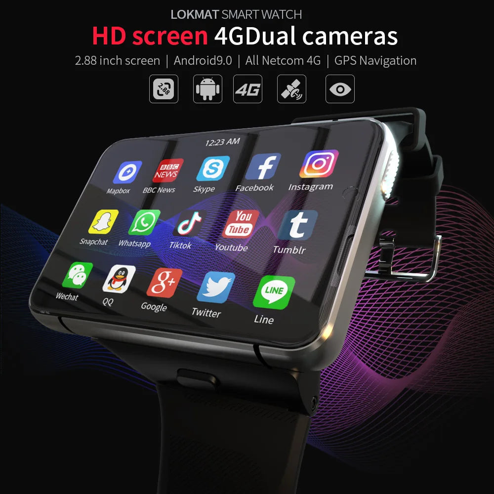 4G Wifi Smart Watch 2.88 Inches HD Screen Detachable RAM 4GB ROM 64GB 13MP Camera 2300mah Battery GPS Google Play Smartwatch Man