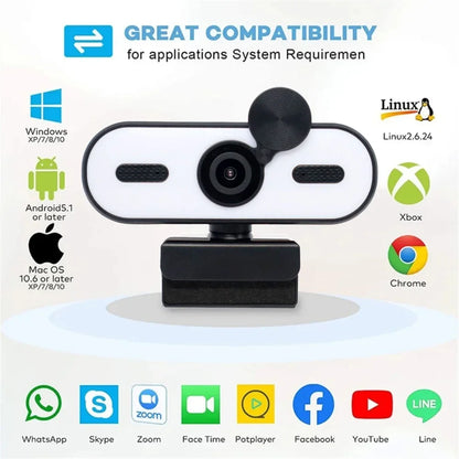 Marveloustoree 4K 2K Mini Webcam 1080P HD for PC Laptop Autofocus 30 FPS USB Webcam with Noise-Reducing Mic&Privacy Cover Web Camera Portable